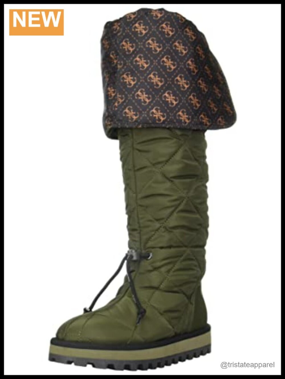 GUESS Ladiva Quilted Nylon Over-the-Knee Boots Lug Sole Pull-On